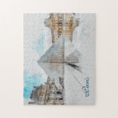 Waterverf tekening van het Louvre Paris, Frankrijk Legpuzzel (Verticaal)