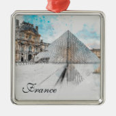Waterverf tekening van het Louvre Paris, Frankrijk Metalen Ornament (Voorkant)