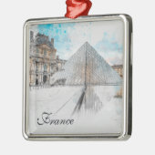 Waterverf tekening van het Louvre Paris, Frankrijk Metalen Ornament (Links)