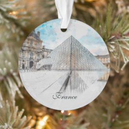 Waterverf tekening van het Louvre Paris, Frankrijk Ornament