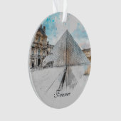 Waterverf tekening van het Louvre Paris, Frankrijk Ornament (voorkant)