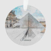 Waterverf tekening van het Louvre Paris, Frankrijk Ornament (voorkant)