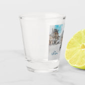 Waterverf tekening van het Louvre Paris, Frankrijk Shot Glas (Links)