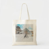 Waterverf tekening van het Louvre Paris, Frankrijk Tote Bag (Voorkant)