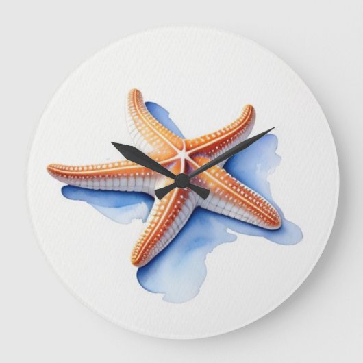 Waterverf Tekening van Starfish Grote Klok (Voorkant)