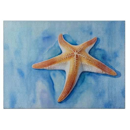 Waterverf Tekening van Starfish Snijplank (Voorkant)