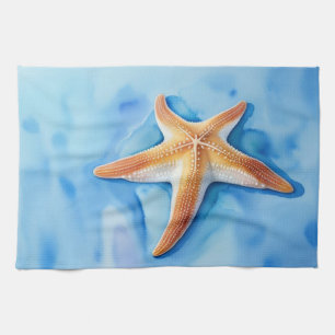 Waterverf Tekening van Starfish Theedoek