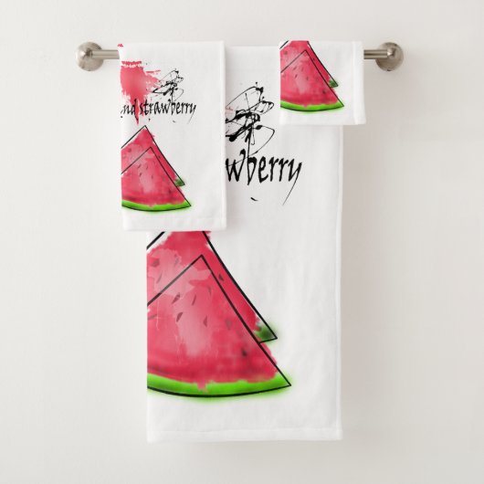 Waterverf tekening van watermeloen en aardbeien bad handdoek (Insitu)