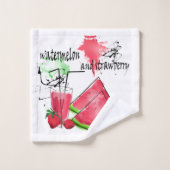 Waterverf tekening van watermeloen en aardbeien bad handdoek (Wasdoekje)