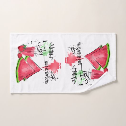 Waterverf tekening van watermeloen en aardbeien bad handdoek (Handdoek)
