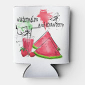 Waterverf tekening van watermeloen en aardbeien blikjeskoeler (Voorkant)