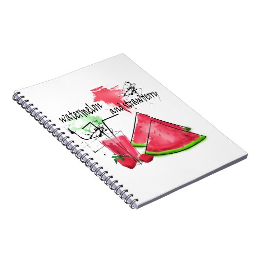 Waterverf tekening van watermeloen en aardbeien notitieboek (Rechterzijde)