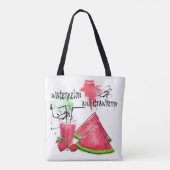 Waterverf tekening van watermeloen en aardbeien tote bag (Achterkant)