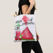 Waterverf tekening van watermeloen en aardbeien tote bag (Dichtbij)
