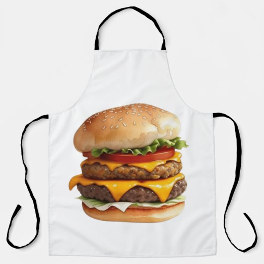Waterverf Tekening van Yummy Cheeseburger Schort (Voorkant)