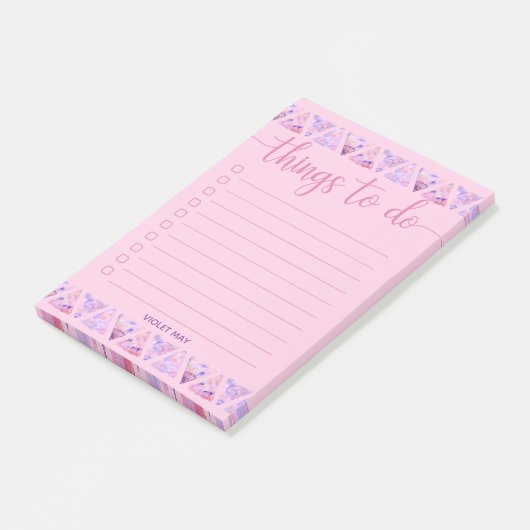 Waterverf tekent roze om lijst te doen post-it® notes (Schuin)