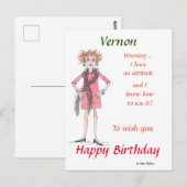 Waterverf tekenvrouw met standvastigheid briefkaart (Voorkant / Achterkant)