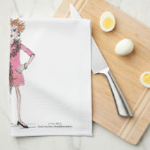 Waterverf tekenvrouw met standvastigheid theedoek (Quarter Fold)