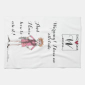 Waterverf tekenvrouw met standvastigheid theedoek (Horizontaal)