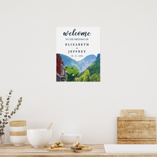 Waterverf Telluride Bestemming Bruiloft Welkom Poster (Keuken)