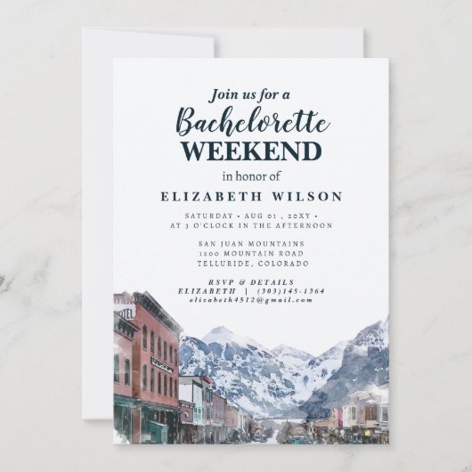 Waterverf Telluride Co Bachelorette Mountain Kaart (Voorkant)