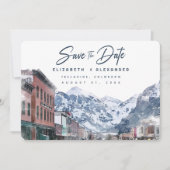 Waterverf Telluride Co Bruiloft Ski Save the Date Kaart (Voorkant)