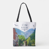 Waterverf Telluride Colorado bruiloft Berg Tote Bag (Achterkant)