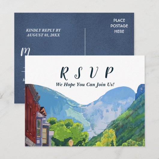 Waterverf Telluride Colorado Menu Keuze RSVP (Voorkant / Achterkant)