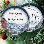 Waterverf Telluride Colorado Ski Mountain Keramisch Ornament<br><div class="desc">Dit bruiloft Keramische Ornament is voorzien van een waterverf schilderij van de Telluride,  Colorado. Het is perfect voor een Telluride bruiloft of evenementen. - U kunt de externe en interne tekst eenvoudig wijzigen of verwijderen en aanpassen zoals u wilt. door te klikken op de PERSONALISEREN -</div>
