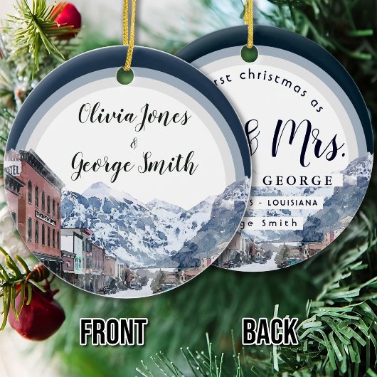 Waterverf Telluride Colorado Ski Mountain Keramisch Ornament