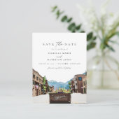 Waterverf Telluride Colorado Ski Mountain Skyline Briefkaart (Staand voorkant)