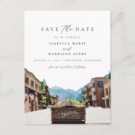 Waterverf Telluride Colorado Ski Mountain Skyline Briefkaart (Voorkant)