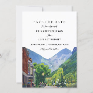 Waterverf Telluride Colorado Ski Save the Date Kaart