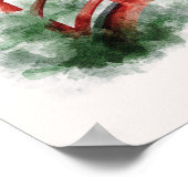 Waterverf Temple Red Bridge Japanse kunst Poster (Hoek)