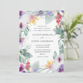 waterverf tender lente florale bruiloft uitnodigin kaart (Staand voorkant)