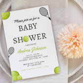 Waterverf Tennis Ball & Racket Player Baby shower Save The Date