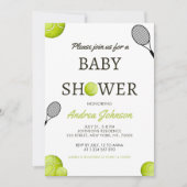Waterverf Tennis Ball & Racket Player Baby shower Save The Date (Voorkant)