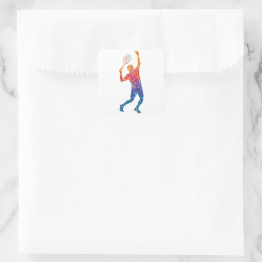 Waterverf Tennis Man Vierkante Sticker (Tas)