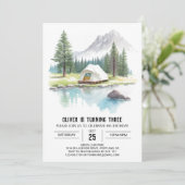 Waterverf Tent in de Pines Verjaardag Kaart (Staand voorkant)