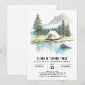 Waterverf Tent in de Pines Verjaardag Kaart (Voorkant / Achterkant)