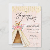 Waterverf Tent Slapepover Birthday in Kaart (Voorkant)