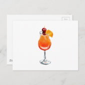 Waterverf Tequila Sunrise Cocktail Briefkaart (Voorkant / Achterkant)