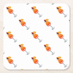 Waterverf Tequila Sunrise Cocktail Kartonnen Onderzetters