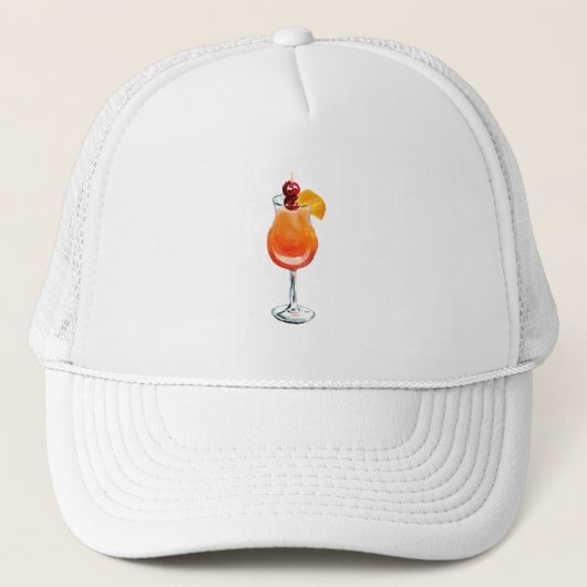 Waterverf Tequila Sunrise Cocktail Trucker Pet (Voorkant)