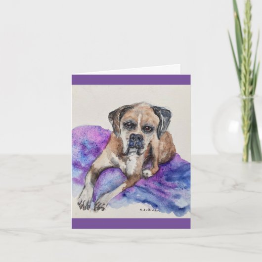 waterverf ter ere van Butch, onze Boxer Bedankkaart (Voorkant)