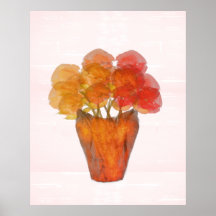 Waterverf Terra Cotta Oranje Rozen in Vase