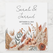 Waterverf Terracotta Bloemen Bruiloft Wijn Etiket (Enkel label)