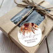 Waterverf Terracotta Bloemen Pampas Bedankt Ronde Sticker