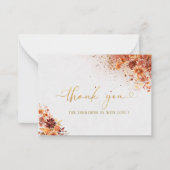 Waterverf terracotta bloemengoud dank u notitiekaartje (Voorkant)