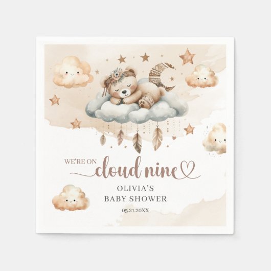 Waterverf terracotta boho veren wolk negen servet (Voorkant)